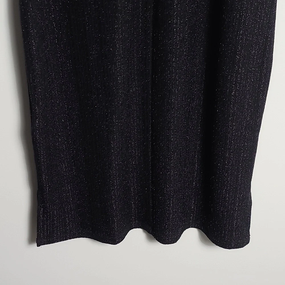 MICHAEL KORS Mock Neck Black Metallic Knit Size Small